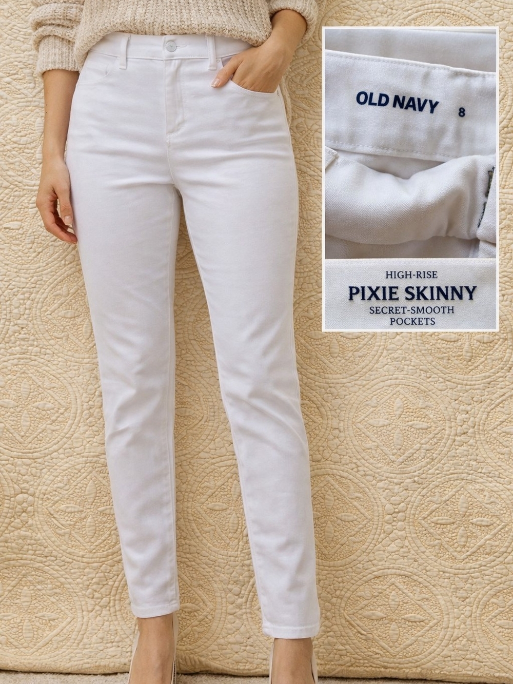 Old Navy Pixie Skinny High-Rise Jeans in White